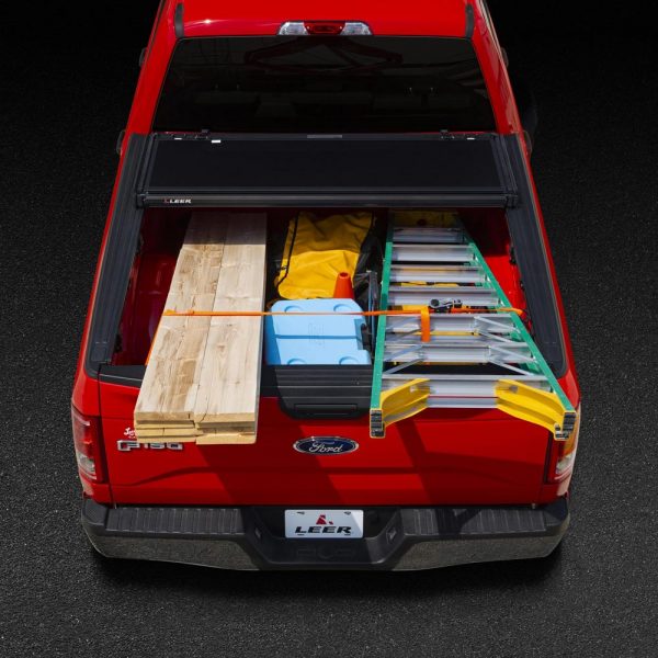 Nationwide-Ladder-Truck-Racks-HF350M_F150_Rear-HALF-OPEN-scaled